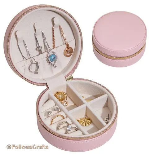 Pu Leather Round Jewelry Box Red